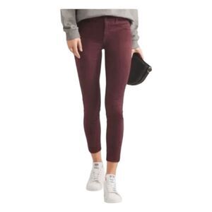 J Brand Anja Skinny Clean Cuff Jeans Botany Maroon Stretch Denim Hi-Rise 29